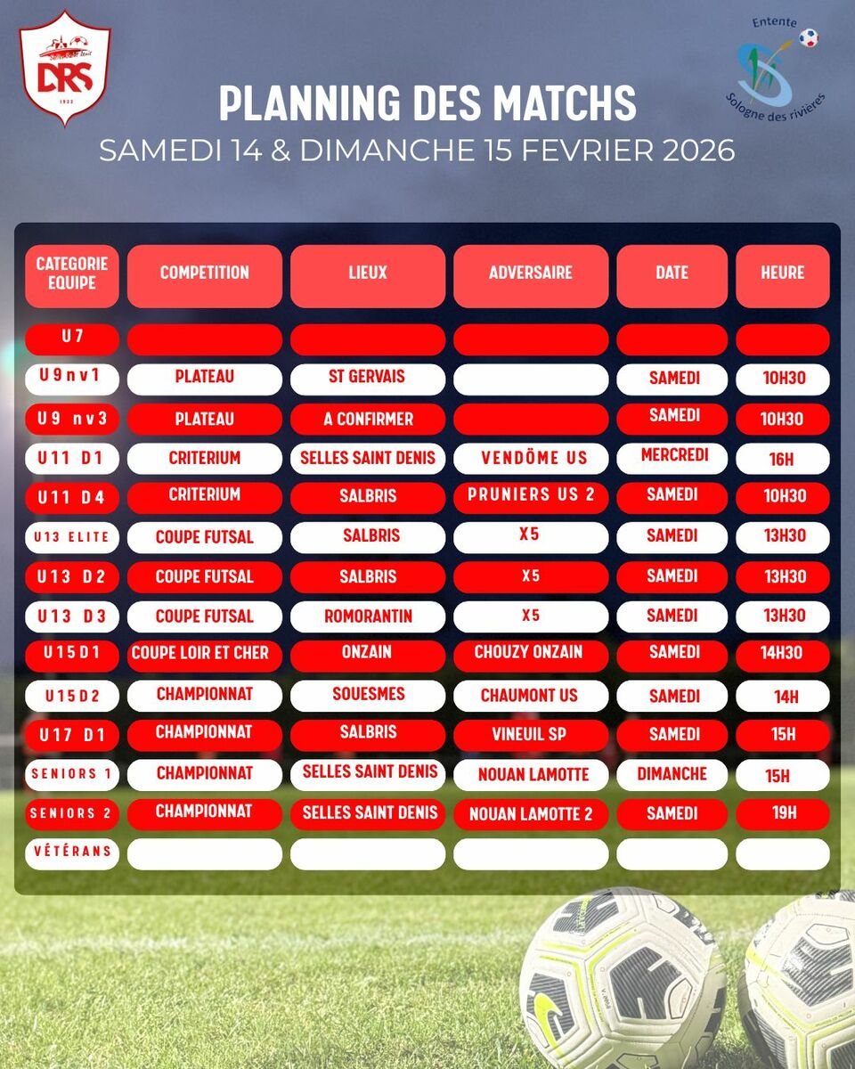 Planning des matchs !