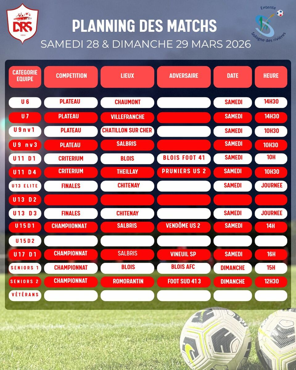 Planning des matchs
