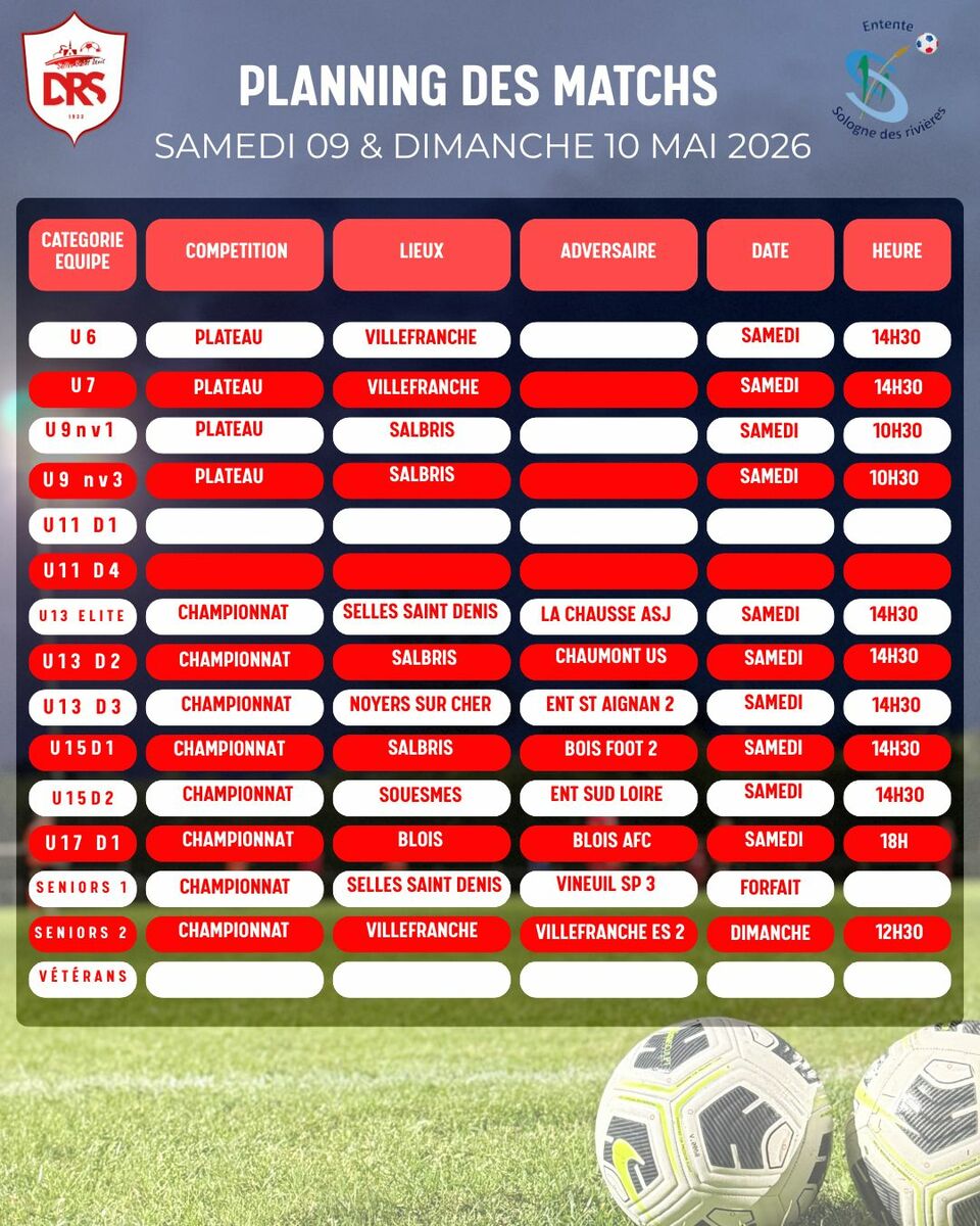 Planning des matchs