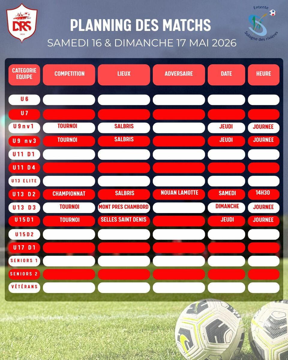 Planning des matchs !