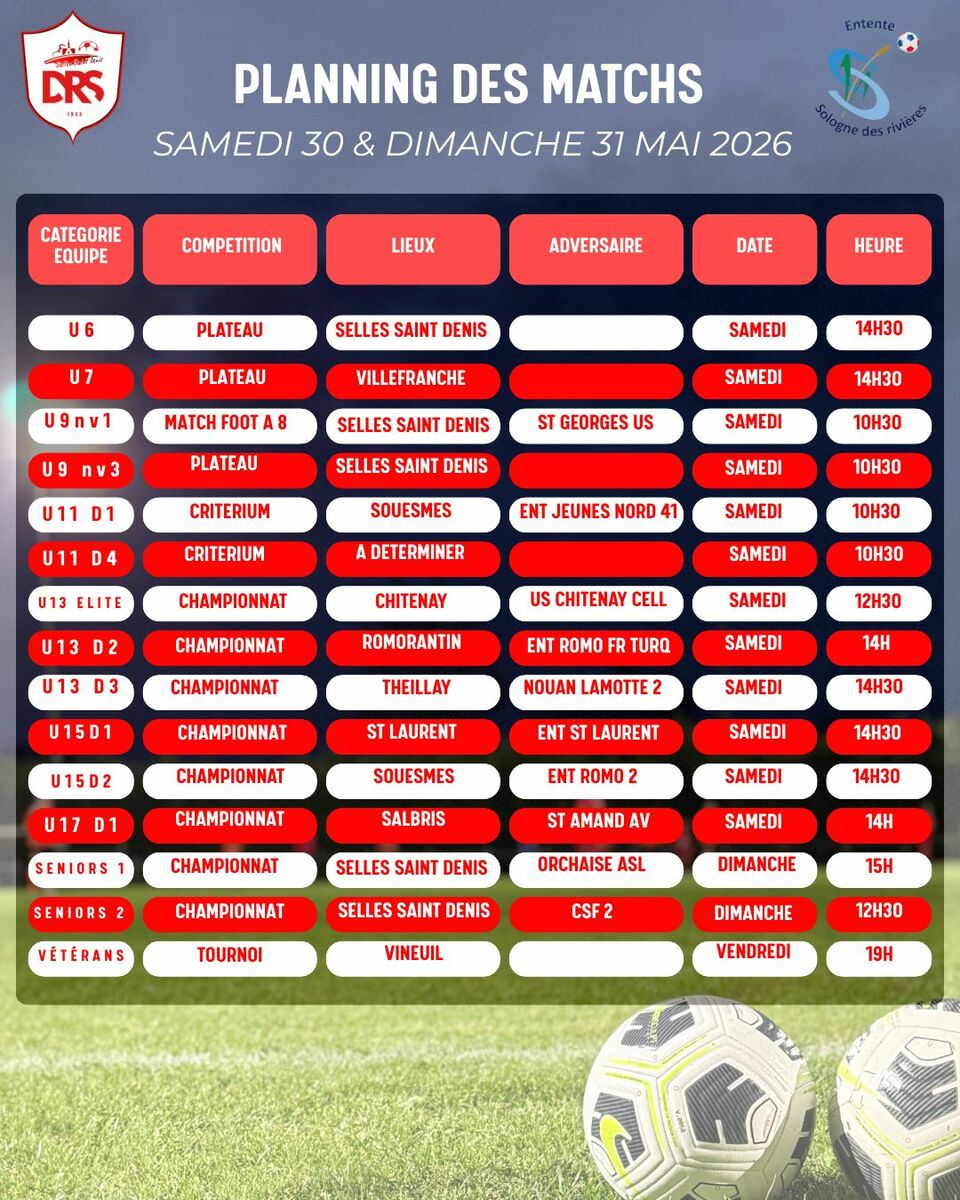 Planning du week-end !