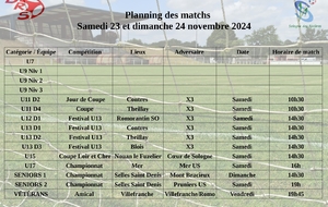 Planning des matchs