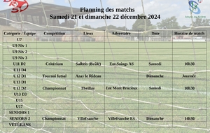 Planning des matchs