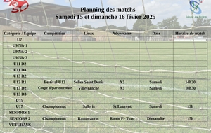 Planning des matchs