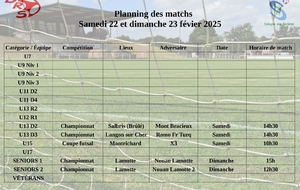 Planning des matchs