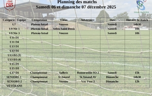 Planning des matchs