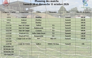 Planning des matchs