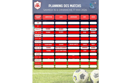 Planning des matchs !