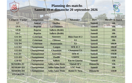 Planning des matchs