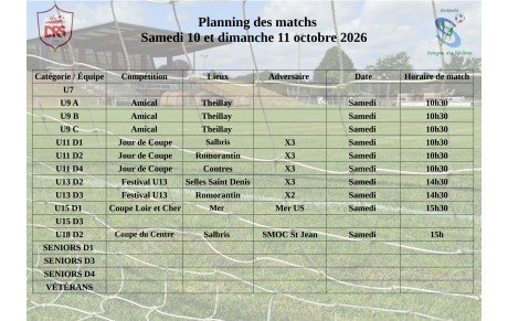 Planning des matchs